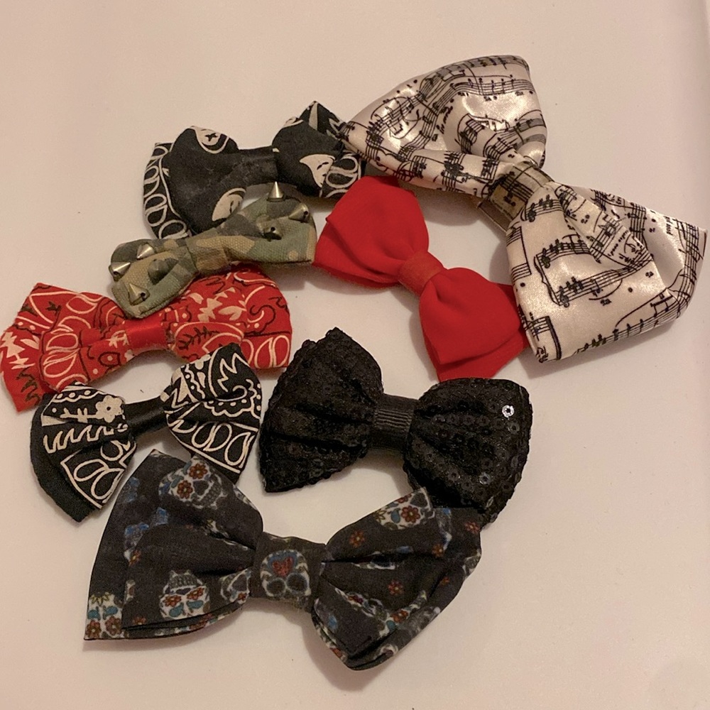 Hot Topic hair bows. I bought them all separately for a total of $32.